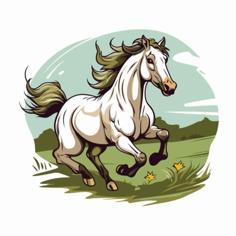 Horse running in the field. Vector illustration of a horse.