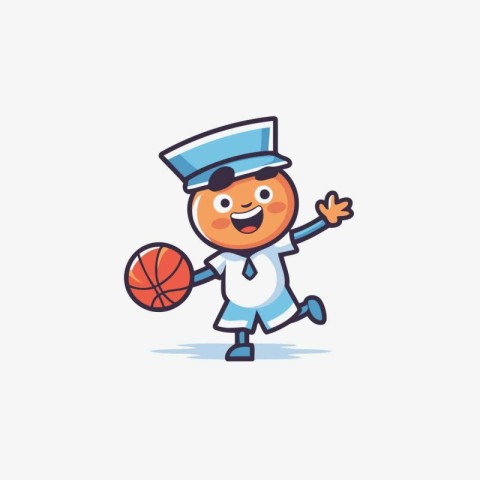 Cartoon vector illustration of a boy in a sailor costume playing