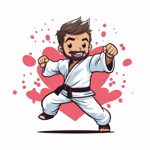 Karate man vector illustration. Cartoon karate man vector illust