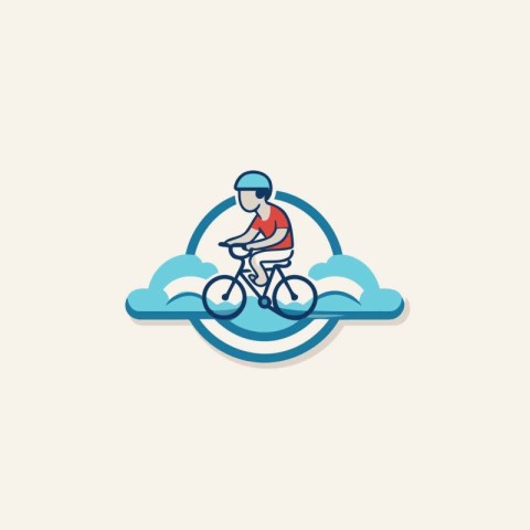 bicyclist on the cloud. vector logo. eps 10