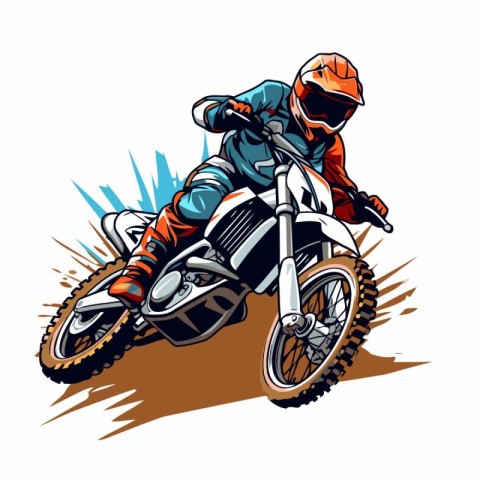 Motocross rider. Vector illustration of a motorcycle rider on th