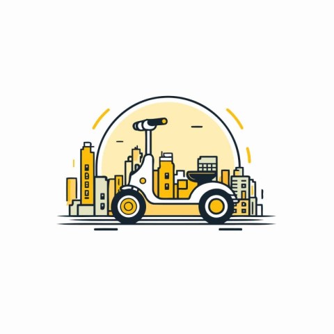 Electric car in the city. Modern flat design style vector illust