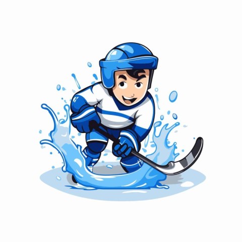 Ice hockey player. Vector illustration isolated on white backgro