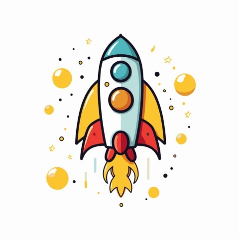 Rocket icon in flat style on white background. Vector illustrati