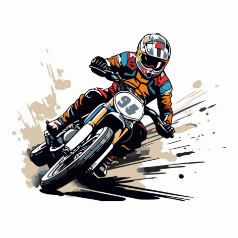 Motocross rider on the race. Vector illustration of a motorcycli