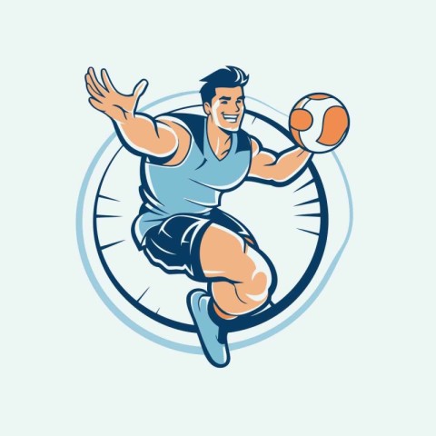 Volleyball player action cartoon sport graphic vector. Sport sym