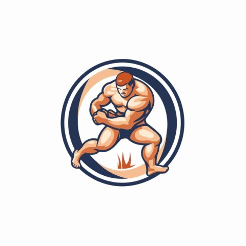 Bodybuilder logo design template. Bodybuilder icon. Vector illus