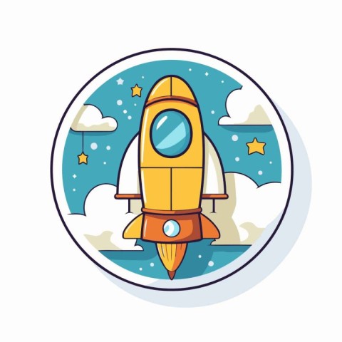 Space rocket icon. Vector illustration in flat style. Space trav