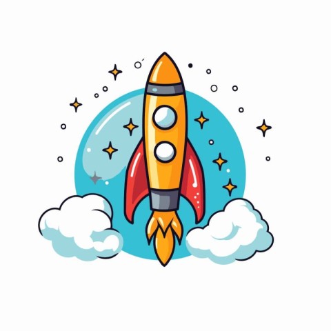 Rocket icon on white background. Vector illustration. Flat desig