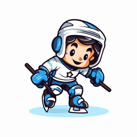 Cartoon hockey player. Vector illustration of a cartoon hockey p