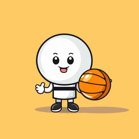 Cute basketball ball cartoon mascot character vector illustratio