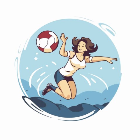 Volleyball player. Girl with ball in hand. Vector illustration