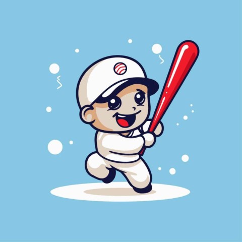 Baseball Player Cartoon Mascot Character Vector Illustration Des