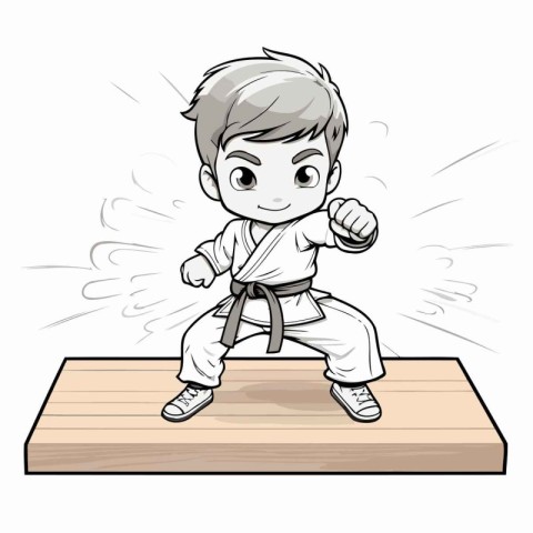 Karate boy cartoon. Vector illustration of a karate boy.