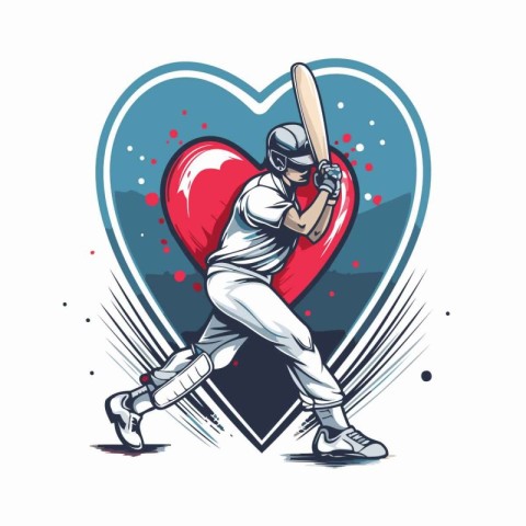 Vector illustration of baseball player hitting the ball with bat