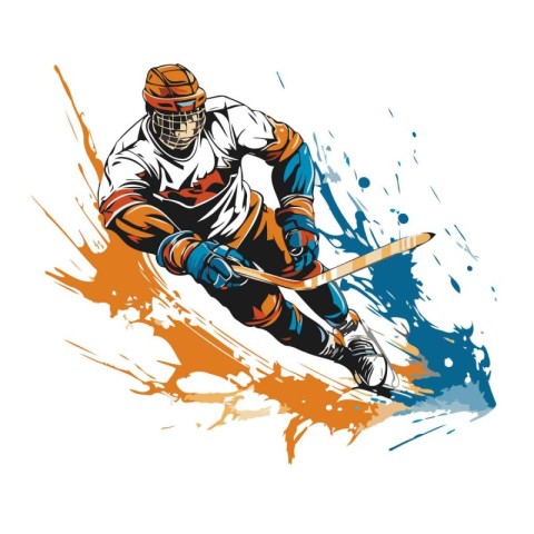 Ice hockey player. Vector illustration of a hockey player in act