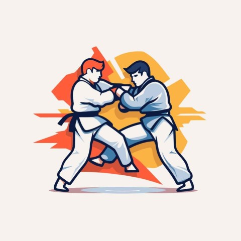 Taekwondo fight action cartoon graphic vector. Suitable for both