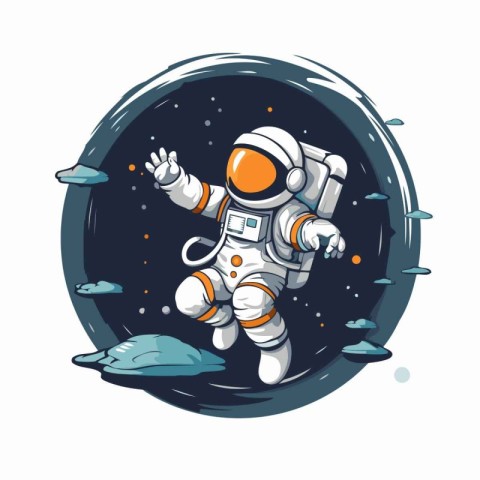 Astronaut in outer space. Vector illustration on white backgroun