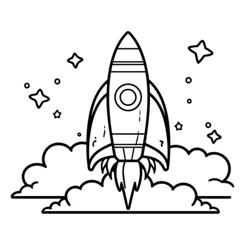 rocket ship flying in the sky vector illustration designicon vec