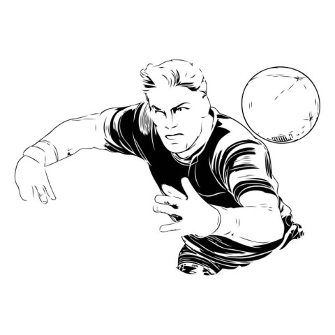 Rugby player with ball. Vector illustration ready for vinyl cutt