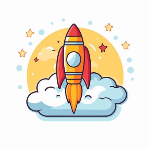 Rocket icon in flat style. Vector illustration isolated on white