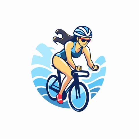 Cyclist riding a bike. Vector illustration in a flat style