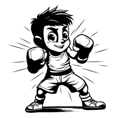 Boxer boy with boxing gloves. Vector illustration ready for viny