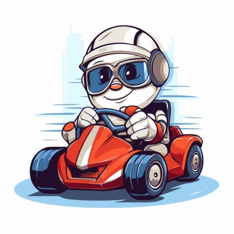 Cute cartoon karting boy. Vector illustration for your design