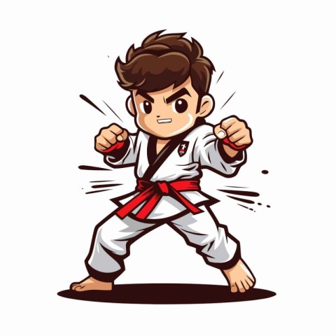 Karate boy in kimono. Vector illustration of a karate boy.