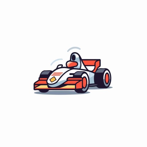 Funny kart race car vector illustration. flat cartoon style.