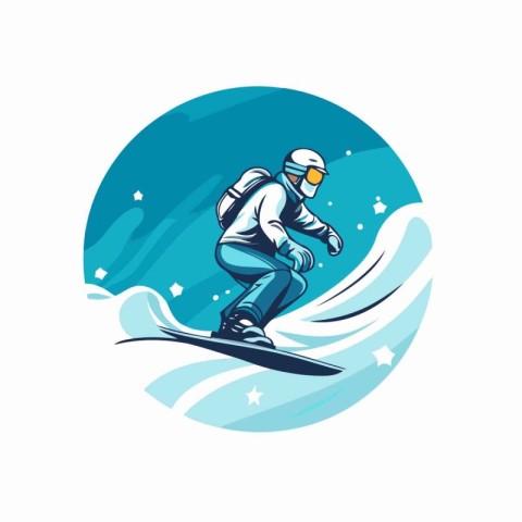 Snowboarder rides a wave. Vector illustration on a white backgro