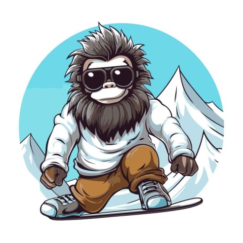 Snowboarder in the mountains. Vector illustration on white backg