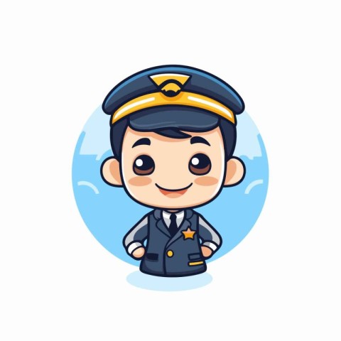 Cute Little Boy Pilot Cartoon Mascot Character Vector Illustrati