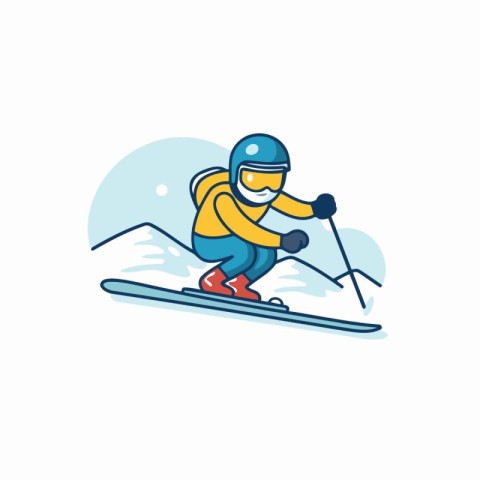 Skiing man. Winter sport. Vector illustration in flat style