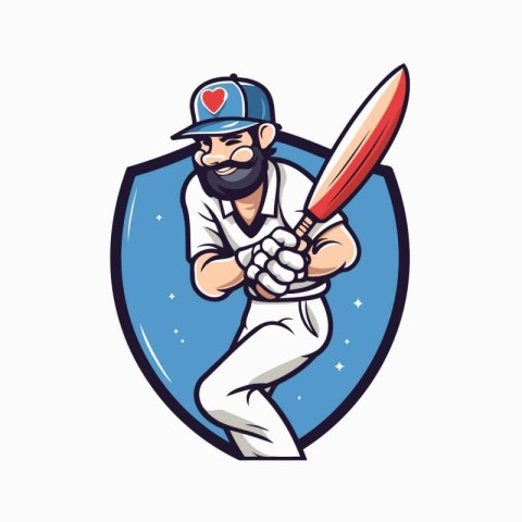 Baseball player with bat and ball. Vector illustration in cartoo