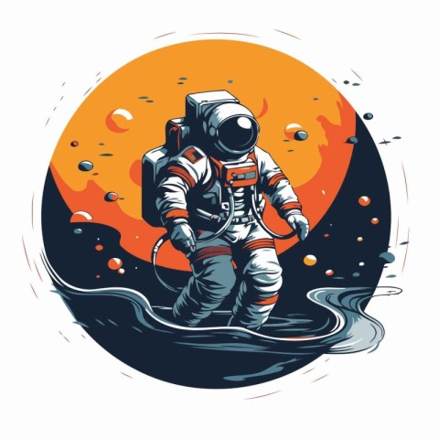 astronaut on the background of the planet. Vector illustration.