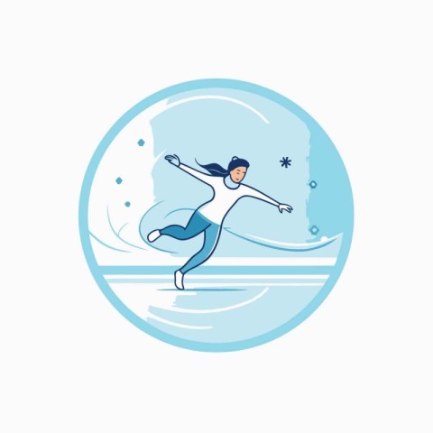 Winter sport. Vector illustration of a girl jumping in the water