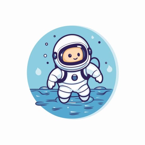 Astronaut in the water. Vector illustration on white background.