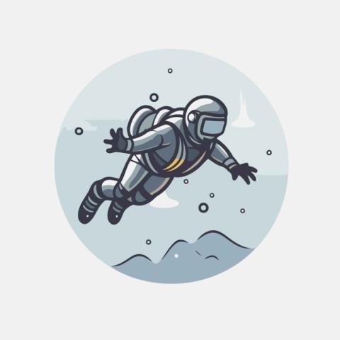 Astronaut flying in space. Vector illustration in a flat style