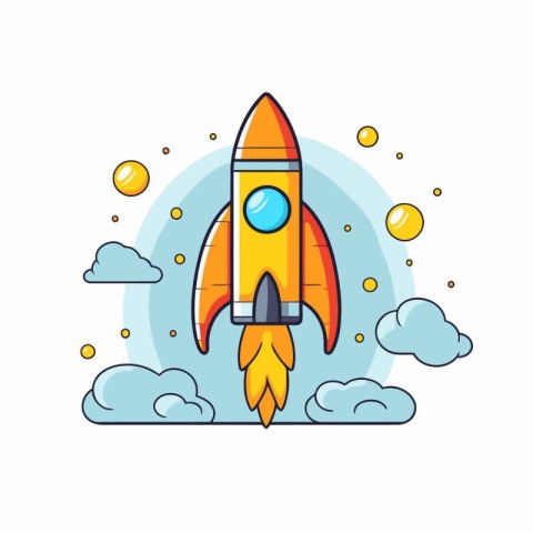 Rocket icon in flat style. Startup vector illustration on white