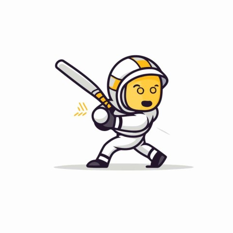 Baseball player with bat. Vector illustration in cartoon style o