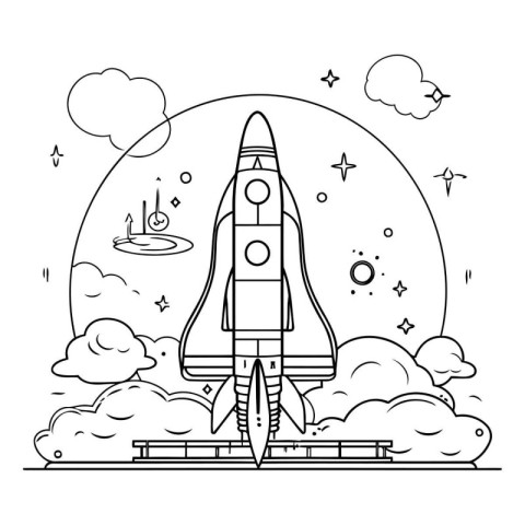 Rocket icon design. Space futuristic cosmos outside universe and