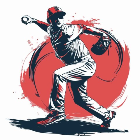 Baseball player. Vector illustration of a baseball player in act