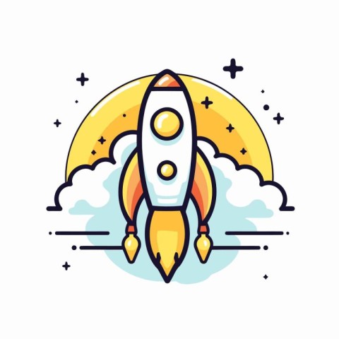 Rocket icon in flat style. Vector illustration of start up conce