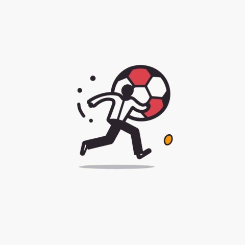 Soccer player running with ball. Vector illustration in flat sty