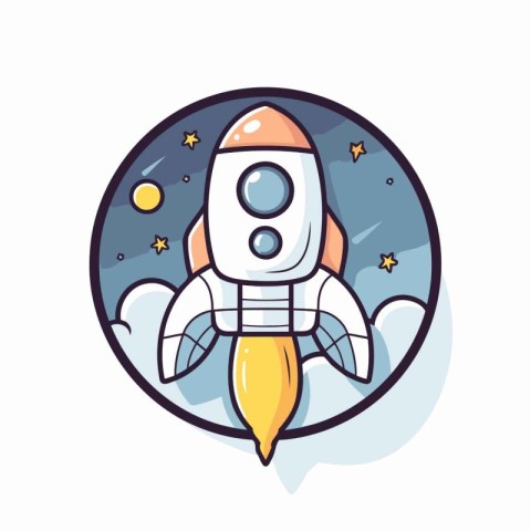 Space rocket icon in flat style. Vector illustration on white ba