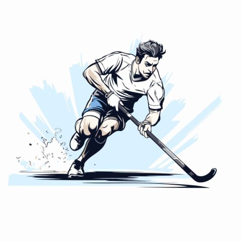 Hockey player in action. Vector illustration of a hockey player.