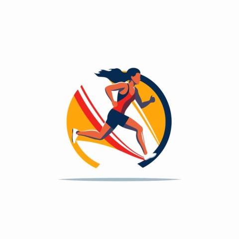 Running woman vector icon. Sport and healthy lifestyle logo desi