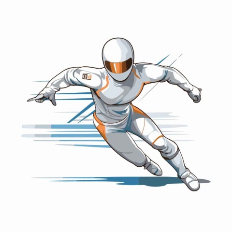 Astronaut flying on white background. Vector illustration. Carto