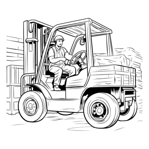 Forklift driver. Vector illustration of a forklift driver.